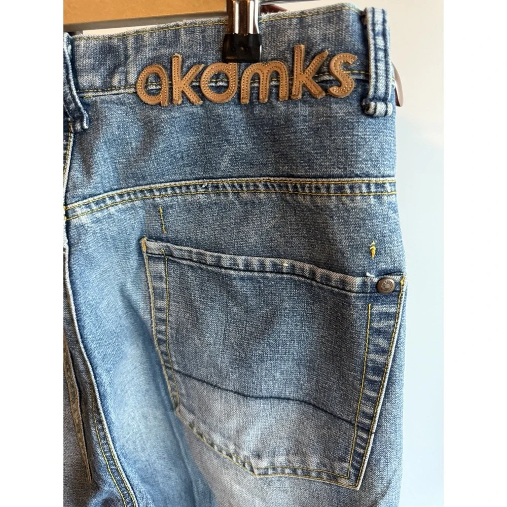VNTG AKADEMICS Men's Stripped Denim Jeans Wide Leg Cargo Skating Baggy Y2K 32x28